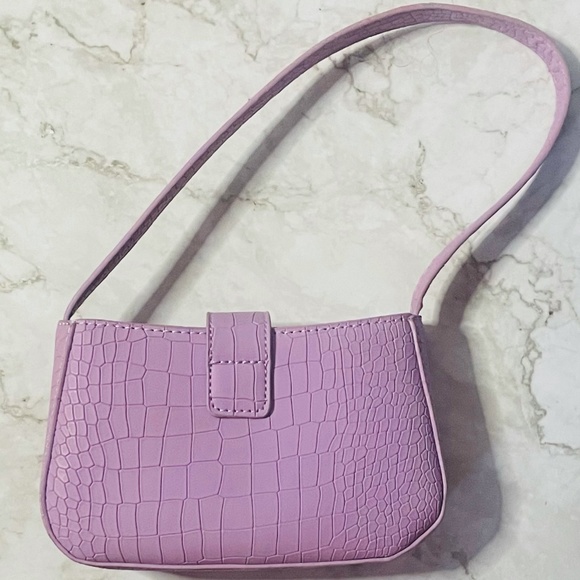 Lilac Croc Shoulder Bag - Picture 4 of 6